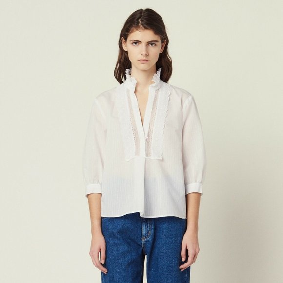 Sandro Embroidered Giacomo blouse ✨ - Picture 2 of 12